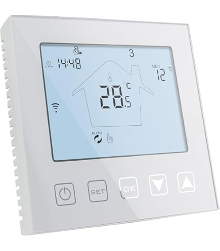 Ailgely Smart thermostaat met wifi kamerthermostaat met weekprogramma's ondersteunt touchbediening/mobiele app/spraakbesturing voor elektrische vloerverwarming 16 A zwart Meerkleurig Ailgely Smart thermostaat met wifi kamerthermostaat met weekprogramma's ondersteunt touchbediening/mobiele app/spraakbesturing voor elektrische vloerverwarming 16 A zwart Meerkleurig