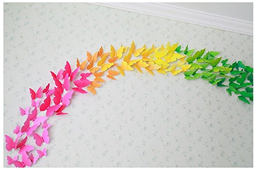 Butterme 12pcs Schöne 3D-Schmetterling Wandaufkleber Removable DIY Dekorationen Kunst-Dekor-Crafts-Wand-Aufkleber - 6