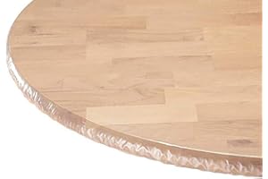 Cozomiz Copritavolo sotto Tovaglia Rotonda Tavolino Impermeabile Antimacchia Kitchen Decoration per Tavola da Pranzo 114-140cm Taglio Aderente Rotondo Trasparente