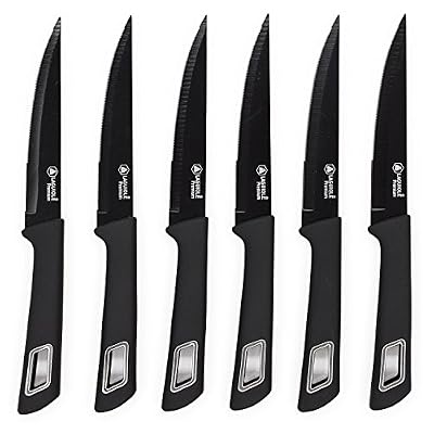 Laguiole Coffret 6 couteaux à steak en acier revêtement céramique noir CASKO - Laguiole Qualité Pro