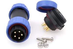 Eonvic HE21 Connecteur circulaire étanche à 5 broches pour éclairage industriel intérieur ou extérieur 8-12 mm