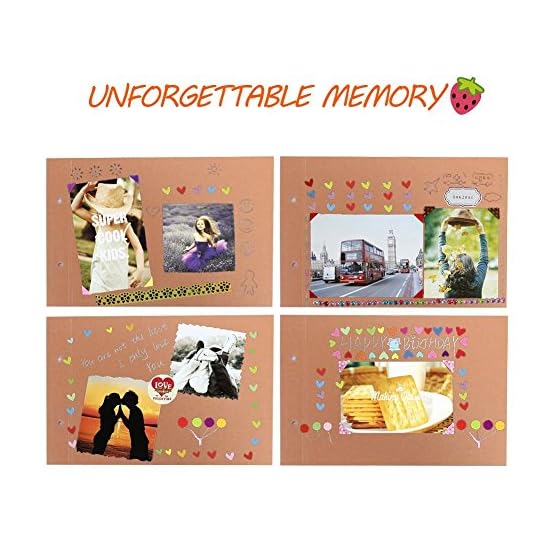 Álbum de Fotos DIY, Pootack Scrapbook (19x30cm, 80 Páginas, 40 Hojas) con un Conjunto de Pluma de Color, Tijeras, Cintas… - Imagen 4