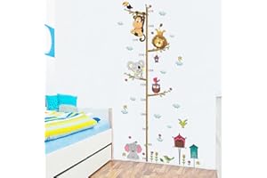 DOUER Pegatina de tabla de altura, Medidor Altura Niños Adhesivos Pared Animales, Decoracion para Domitorio y Salon, Pegatina de Pared para Niños