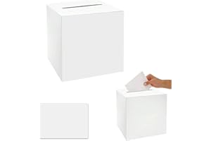 TOMTARY Wedding Card Box with Flat-Packed Art Design for Reception Letter Box & Money Card, 10 White Cards Included