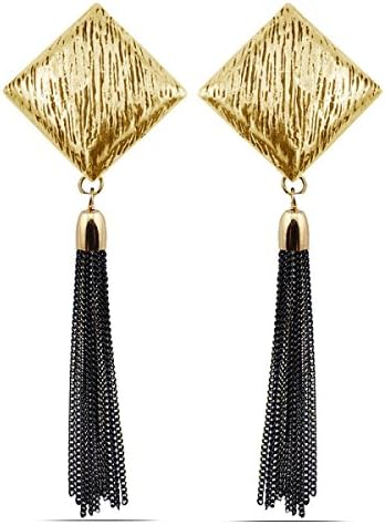 European And American Women Fashion Tassel Stud Earrings Upscale Gypsy Ethnic Style,Gold-OneSize