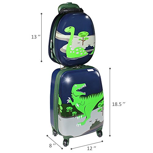 Kids Luggage - iPlay, iLearn Girl's Luggage Set 18 Inch Luggage 14 Inch Backpack-Dinosaur