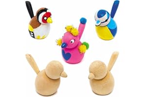 Baker Ross FC877 Drewniane ptaki - zestaw 6 sztuk, drewniane modele do malowania i dekorowania, projekty plastyczne dla dzieci