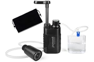 Purewell Pompa Purificatore d'acqua per Esterni, Filtro per l'acqua a 3 Stadi, acqua Portatile di Emergenza da 0,01 Micron Filtrata per Escursionismo, Campeggio