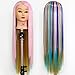 Neverland Beauty 26" Cosmetology Mannequin Head 100% Synthetic Hair Rainbow Color, Practice Training Hair Styling Mannequin Head with Table Clamp Holder UK Stock