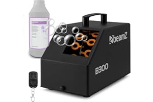 Beamz B300 Compact Pro DJ Bubble Machine with Wireless Remote Control and 1L Liquid Fluid, Portable for Party Events or Kids Entertainment