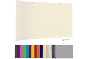 Lingle888 Balkon Sichtschutz PB2 PES blickdichte Balkonumspannung mit Ösen und Kabelbinder 8 Tage geliefert - in div.20 Größen & 14 Farben 420D(Milchig weiß,1.2x6m)