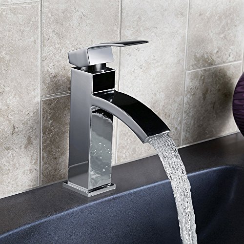 Homelody Chrom Wasserfall Armatur Bad Wasserhahn Einhebel Mischbatterie Badarmatur Waschtischarmatur Waschbeckenarmatur Einhebelmischer Waschtischbatterie für badzimmer - 2