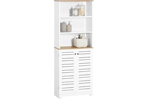 SoBuy BZR44-W Mueble Columna de baño Armario para baño con 5 Estantes Estanterías de baño Blanco Medidas: 60x30x160cm, ES