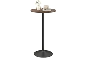 GiantexUK Round Bar Table, Modern Pub Table with Non-slip Plastic Ring, 60CM Top Breakfast Tables for Living Room Dining Room Kitchen Pub Counter (1, Rustic Brown, 60 x 60 x 101cm)