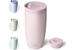 BOTTLEBOTTLE BOTTLE BOTTLE Insulated Travel Mug 500ml Stainless Steel Office Coffee Cup with Push Button Lid Keeps Cold and Hot for 8 Hours (Baby Pink)