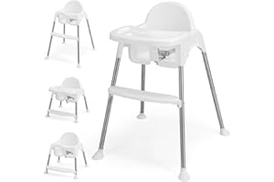 LIFEZEAL Seggiolone per bambini 3 in 1, seggiolone con cintura di sicurezza e doppio vassoio rimovibile, altezza del seggiolone regolabile in PP, seggiolone per bambini da 6 mesi (bianco)