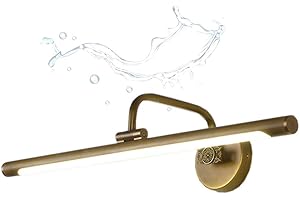 ‎ACMHNC ACMHNC LED Spiegelleuchte Retro,Badezimmer Spiegellampe Vintage Antik Badlampe H65 Messing Schminklicht Für Spiegel Schminktisch Wasserdicht Bad Wandleuchte,Make Up Licht 4000K,Messing,58CM/12W