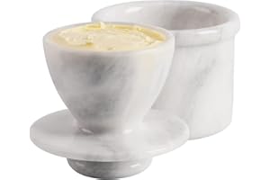 RADICALN Burro Barattolo Portavaso In Marmo Fatto A Mano Burro Stoccaggio Cucina Marmo - Usato come Porta Burro - Stoccaggio di Burro Bianco per