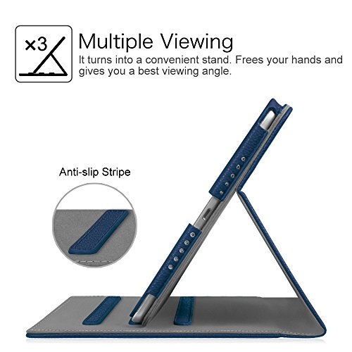 Fintie iPad 9.7 Zoll 2017 / iPad Air 2 / iPad Air Hülle – [Eckenschutz] Multi-Winkel Betrachtung Folio Stand Schutzhülle Cover Case Tasche mit Dokumentschlitze, Standfunktion, Auto Wake / Sleep für Apple iPad 2017 Neue Modell 9.7″ Retina Display Tablet, iPad Air 1/2, Marineblau - 4