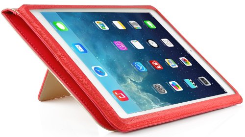 JAMMYLIZARD | LINCOLN Ledertasche Hülle für iPad Air 2013 (5. Generation), ROT - 3