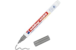 edding 4085 Pennarello a Gesso - Argento - Punta tonda 1-2 mm - Penna a gesso per lavagna cancellabile - per scrivere su finestre, vetro, specchi - inchiostro opaco altamente coprente