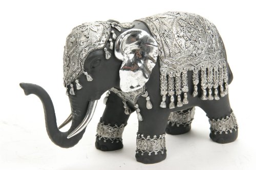 Figur „Elefant“, Farbe: Schwarz und Silberfarben, Dekorationsobjekt, Motiv: Elefant - 2