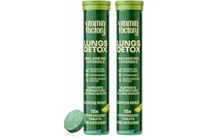 THE VITAMIN FACTORY NAC Supplement - N-Acetyl-Cysteine 600mg for Lung Detox & Gym Support | Watermelon Flavour | NAC N-Acetyl-Cysteine for Glutathione | Effervescent NAC for Men & Women (Pack of 2, Lemon Mint)