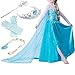 Produktbild Prinzessin Kostüm Kinder Glanz Kleid Mädchen Weihnachten Verkleidung Karneval Party Halloween Fest (110 (Körpergröße 110cm), Elsa #01 und 4 Zubehör)