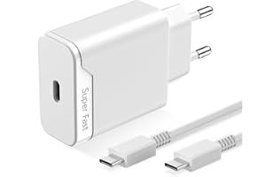 BERLS Chargeur USB C Rapide 25W pour Samsung Galaxy A26 A15 A54 5G A34 A55 A35 A16 A13 A14 A33 A53 A52 A72 S25 S24 S23 S22 S21 S20 S10 S9 Fast Charge Secteur Adaptateur avec 1.5m Câble Type C