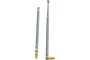 Fohevers 2 Pcs 4 Sections Telescopic Antenna MCX Male Connector for AM/FM Ariels Radio HD DAB Stereo Reception Home Theater Receiver