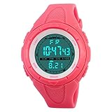 TOPCABIN 50M Wasserdicht Herren Jungen Frauen Mädchen Kinder Digital Uhren Männer LED Klassisch Militär Uhr Wecker Kalender Sport Tactical Watch Wasserdichte Armbanduhr Rose rote