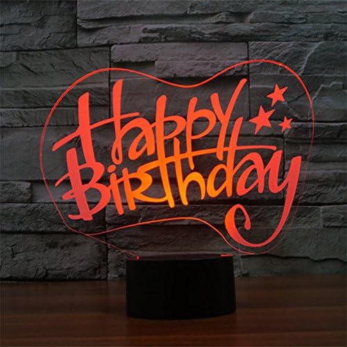 Happy Birthday 3D Optical LED Illusion Lamps, FZAI 7 Color Flashing Art Sculpture Lights Bedroom Desk Table Night Light Awesome Gifts