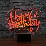 Alles Gute zum Geburtstag 3D Optische Illusions-Lampen, FZAI Tolle 7 Farbwechsel Acryl berühren Tabelle Schreibtisch-Nachtlicht mit 150 cm USB-Kabel für Kinder Schlafzimmer Weihnachten Geburtstagsgeschenke