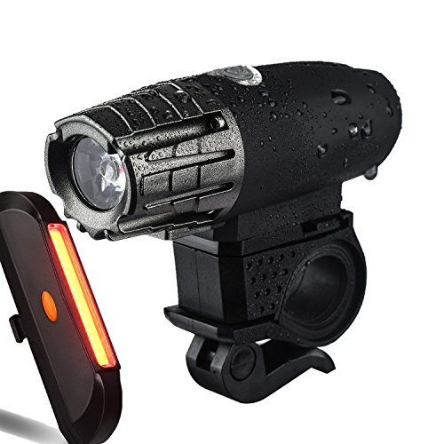 SOOJET BFR-03 CREE XPG LED Fahrradlicht Set Mit Fahrrad Rücklicht – Militär Design Sehr Hochwertig – Aluminium Fahrradlampe Per USB Wiederaufladbare – 300 Lumen LED Fahrradlicht und Taschenlampe – Multifunktion auch als Kopflampe – Fahrradbeleuchtung mit Frontlicht und Rücklicht - 3