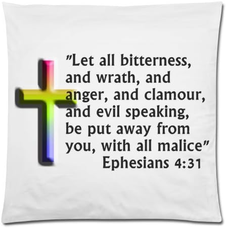 Bible Verse-"Let all bitterness, and wrath, and anger, and clamour, and evil speaking, be put away from you, with all malice" Throw Pillow Case Cushion Cover 18x18 Inch - Twin Sides Printing