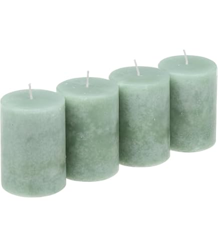 4 Rustic Stumpenkerzen Grün Salbei Tischdeko Partydeko Adventskranz Ø 6cm H 8cm