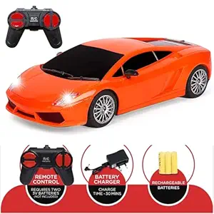 RENIAL Toy CAR ,RC car with led Lights Full Function car,Rechargeable Racing Car for Kids with Remote Control, Pack of 1, Multicolored