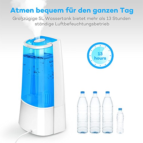 Luftbefeuchter TaoTronics Ultraschall 5L, LED-Anzeige, Verstellbare Sprühung, 360 Grad drehbare Düse, Zeitschaltuhr - 4