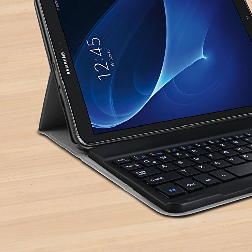 Infiland Samsung Galaxy Tab A 10.1 Slim Bluetooth Tastatur Hülle- Ultradünn leicht SmartShell Ständer Schutzhülle mit magnetisch abnehmbar drahtloser Bluetooth Tastatur für Samsung Galaxy Tab A 10.1 Zoll Wi-Fi/ LTE (2016) SM-T580N/SM-T585N Tablet-PC(QWERTZ Tastatur,Lila) - 7