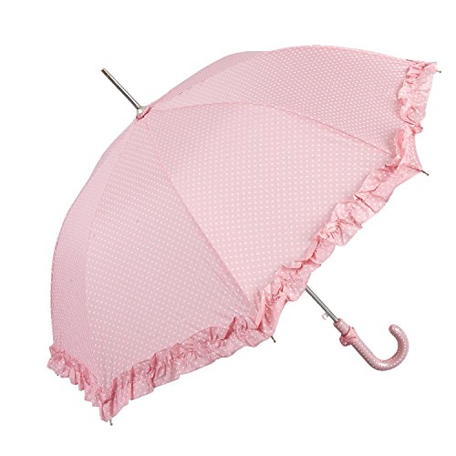 4PLUS0002P Romantischer Regenschirm Rosa mit Punkten ca. Ø 70 x 80 cm