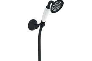 Jacob Delafon - Set de douche Louise - Avec Crochet, Flexible et douchette - Design Rétro - Économie d’eau - 150x8,50x7,30 cm - Finition Noir mat - E24365-BL