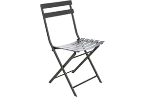 Hespéride - Chaise de Jardin Pliante Greensboro Gris Graphite - Acier Traitement Antirouille Renforcé - 50 x 42 x 81 cm - Meuble d'Extérieur Pliable