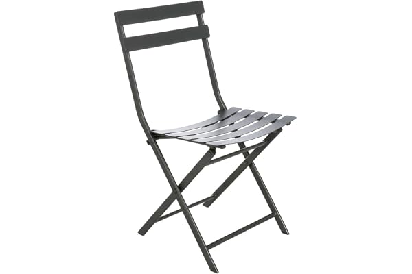Hespéride - Chaise de Jardin Pliante Greensboro Gris Graphite - Acier Traitement Antirouille Renforcé - 50 x 42 x 81 cm - Meuble d'Extérieur Pliable