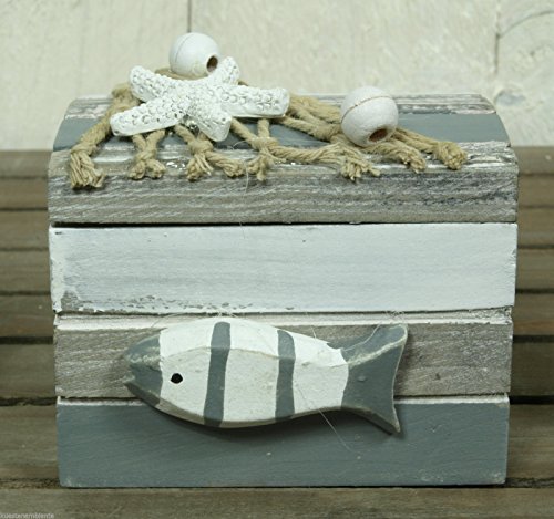 3tlg. Deko-Set: Leuchtturm, Truhe & Boot für die maritime Dekoration - 3