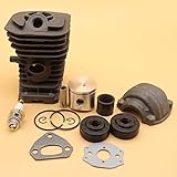 Kit de juntas de pistón motor Pan sello de aceite de cilindro de 38 mm para Husqvarna 136 137 141 142 motosierra nikasil chapado