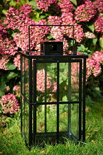 Schwarze schwere stabile Laterne H: 60cm Windlicht Stalllaterne Metalllaterne