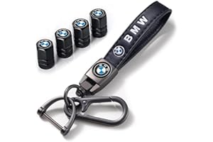 ZHAGPO Pelle Portachiavi auto e Tappini gomme auto,portachiavi in pelle e tappi valvola per BMW X1 X3 X7 X5 X6 1 3 5 6 Series Z4 7 M Series, auto accessori, Nero