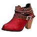 Produktbild Tohole Damen Hohem Absatz Stiefeletten Runde Kappe Reißverschluss Herbst Winter Elegant Freizeit Ankle Arbeits Stiefel Winterstiefel Damenschuhe (rot,38 EU)
