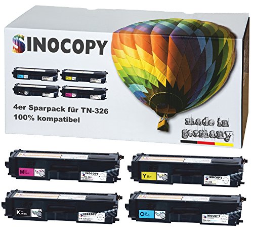 4 SinoCopy Toner ersetzt Brother TN-326 für Brother HL-L 8250 CDN / HL-L 8350 CDW / HL-L 8350 CDWT / HL-L 8300 Series / MFC-L 8850 CDW / MFC-L 8600 CDW / MFC-L 8650 CDW / DCP-L 8400 CDN / DCP-L 8450 CDW Schwarz 4.000 Seiten, Color je 3.500 Seiten TN-321 TN 326 TN 321