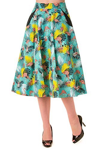 Banned Wanderlust Flamingo Print Vintage Skirt - UK 12 / US 8 / EU 38